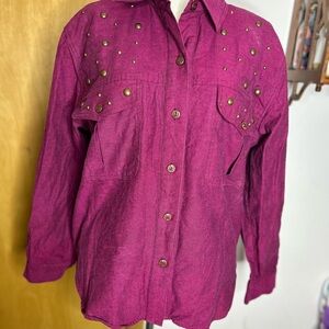 Women's Vintage Button Down Shirt in Purple